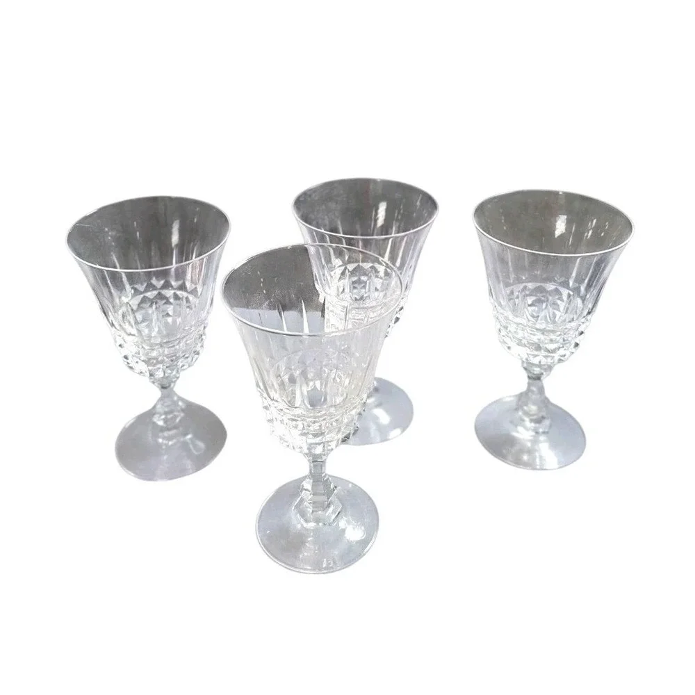Cristal D'Arques Villeneuve Stemmed Wine Glasses Lot‎ Of 4 Vintage